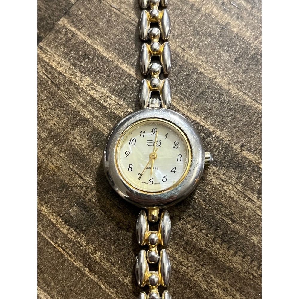 E.K.O. Timepieces Womens Two Tone Silver Gold Quartz Watch Mother of Pearl Dial